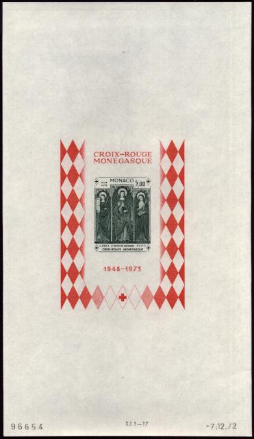 Monaco_1972_Yvert_BF7a-Scott_864_unadopted_Dolceaqua_Red_Cross_dark-green_e_ESS