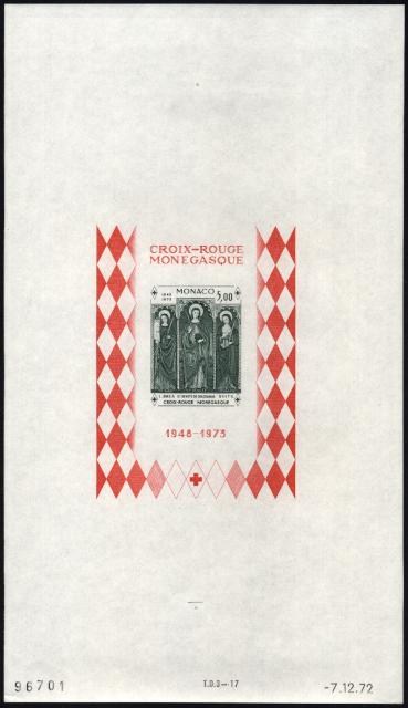 Monaco_1972_Yvert_BF7a-Scott_864_unadopted_Dolceaqua_Red_Cross_dark-green_f_ESS