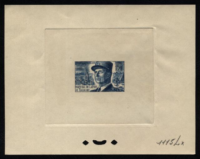 France_1952_Yvert_920b-Scott_675b_unadopted_Marechal_de_Lattre_Type_II_blue_1115_Lx_ca_ATP