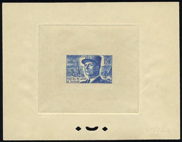 France_1952_Yvert_920b-Scott_675b_unadopted_Marechal_de_Lattre_Type_II_blue_1120_Lx_d_ATP