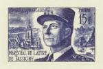 France_1952_Yvert_920b-Scott_675b_unadopted_Marechal_de_Lattre_Type_II_blue_1126_Lx_CP_detail