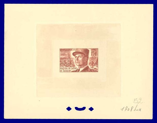 France_1952_Yvert_920b-Scott_675b_unadopted_Marechal_de_Lattre_Type_II_brown_1708_Lx_b_ATP
