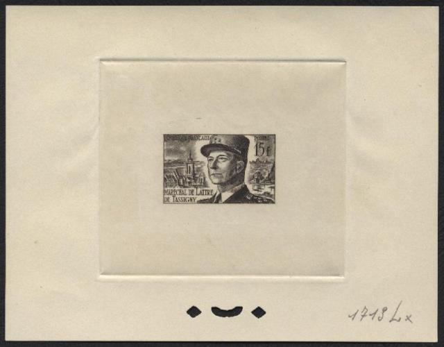 France_1952_Yvert_920b-Scott_675b_unadopted_Marechal_de_Lattre_Type_II_brown_1713_Lx_aa_ATP