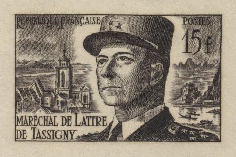 France_1952_Yvert_920b-Scott_675b_unadopted_Marechal_de_Lattre_Type_II_brown_1713_Lx_aa_ATP_detail