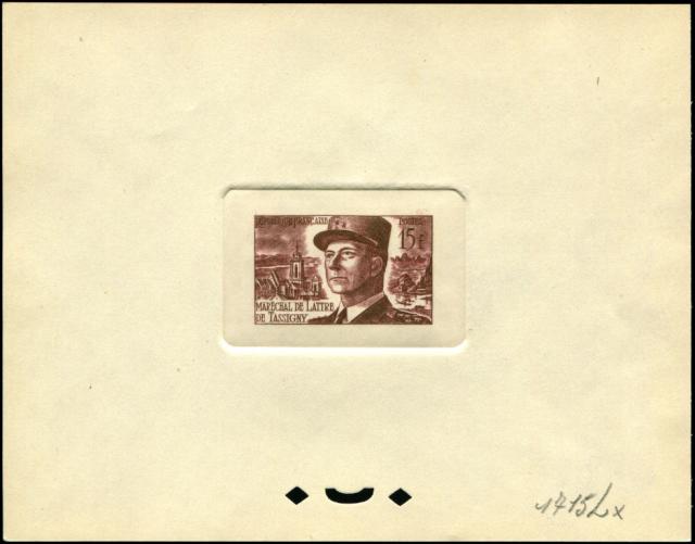 France_1952_Yvert_920b-Scott_675b_unadopted_Marechal_de_Lattre_Type_II_brown_1715_Lx_ab_CP