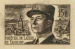 France_1952_Yvert_920b-Scott_675b_unadopted_Marechal_de_Lattre_Type_II_brown_1716_Lx_ATP_detail