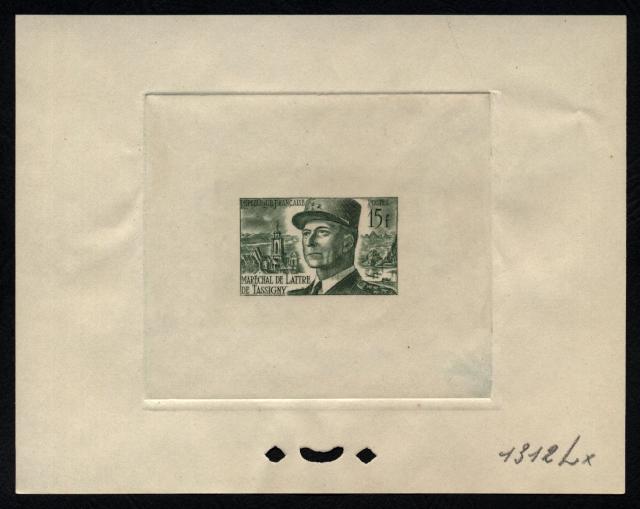France_1952_Yvert_920b-Scott_675b_unadopted_Marechal_de_Lattre_Type_II_green_1312_Lx_aa_ATP