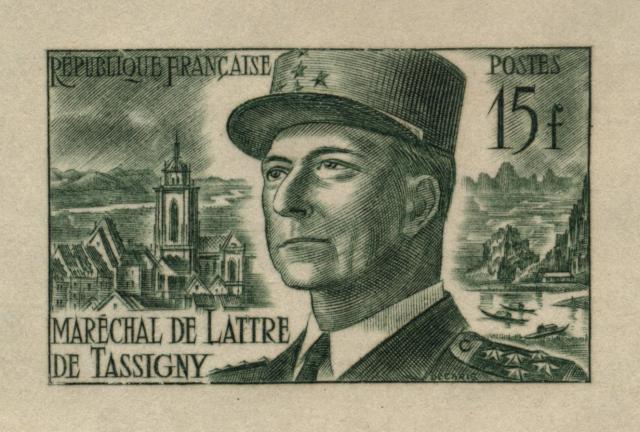 France_1952_Yvert_920b-Scott_675b_unadopted_Marechal_de_Lattre_Type_II_green_1312_Lx_aa_ATP_detail
