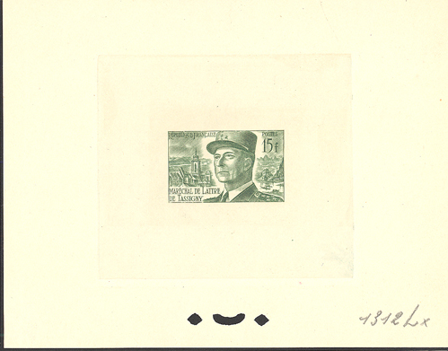 France_1952_Yvert_920b-Scott_675b_unadopted_Marechal_de_Lattre_Type_II_green_1312_Lx_ab_ATP