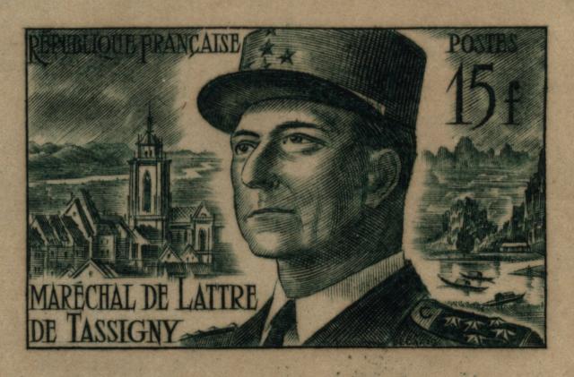 France_1952_Yvert_920b-Scott_675b_unadopted_Marechal_de_Lattre_Type_II_green_1313_Lx_ca_ATP_detail