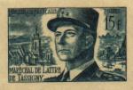 France_1952_Yvert_920b-Scott_675b_unadopted_Marechal_de_Lattre_Type_II_green_1325_Lc_b_CP_detail