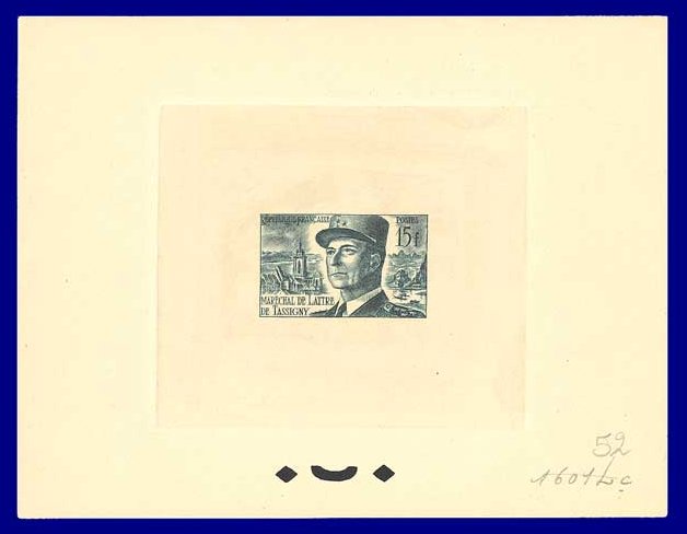 France_1952_Yvert_920b-Scott_675b_unadopted_Marechal_de_Lattre_Type_II_grey_1601_Lc_c_ATP