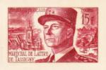France_1952_Yvert_920b-Scott_675b_unadopted_Marechal_de_Lattre_Type_II_red_1412_Lx_ac_CP_detail