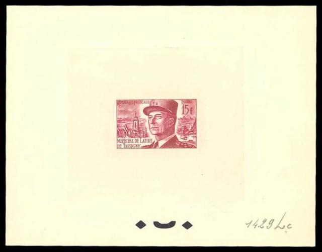 France_1952_Yvert_920b-Scott_675b_unadopted_Marechal_de_Lattre_Type_II_red_1429_Lc_da_ATP