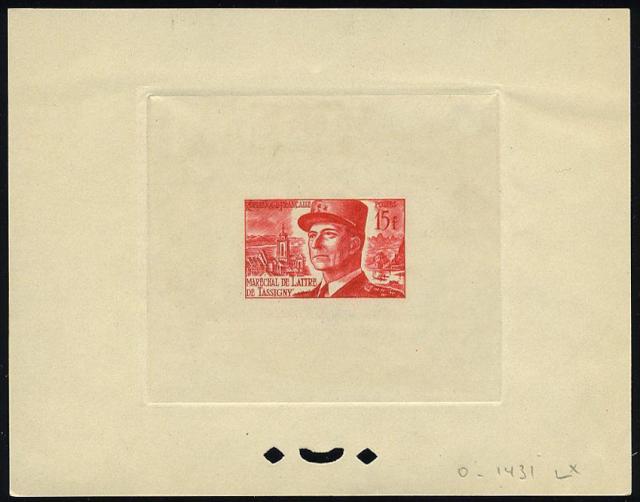 France_1952_Yvert_920b-Scott_675b_unadopted_Marechal_de_Lattre_Type_II_red_1431_Lx_ATP