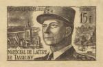 France_1952_Yvert_920b-Scott_675b_unadopted_Marechal_de_Lattre_Type_II_sepia_aa_ATP_signed_detail