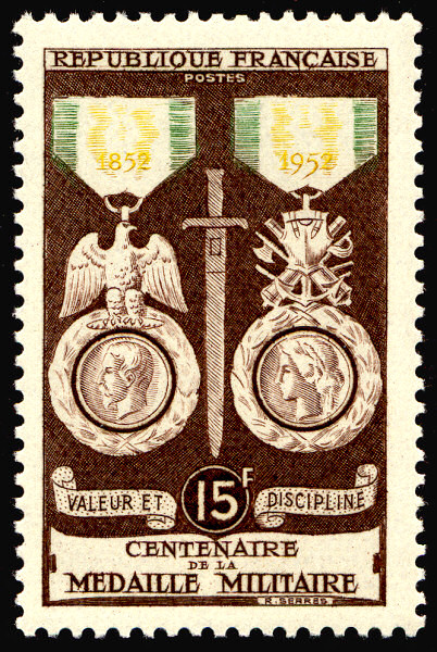France_1952_Yvert_927-Scott_684_Military_Medal_a_IS