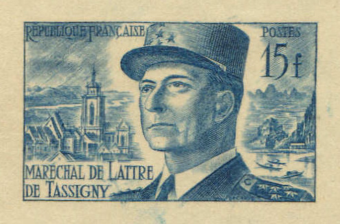 France_1952_Yvert_920b-Scott_675b_unadopted_Marechal_de_Lattre_Type_II_blue_1115_Lx_d_ATP_detail_a