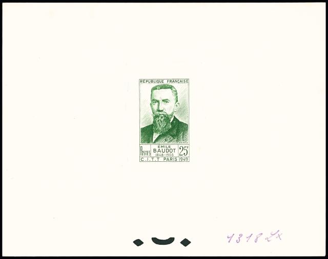 France_1949_Yvert_846A-Scott_627_unissued_Emile_Baudot_green_1318_Lx_CP