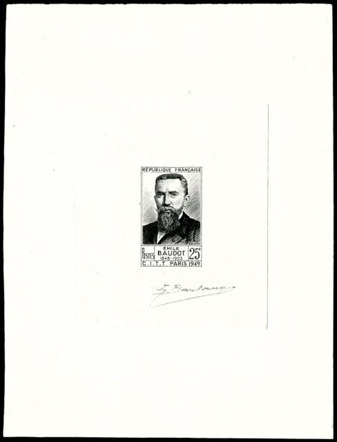 France_1949_Yvert_846A-Scott_627_unissued_Emile_Baudot_black_g_AP