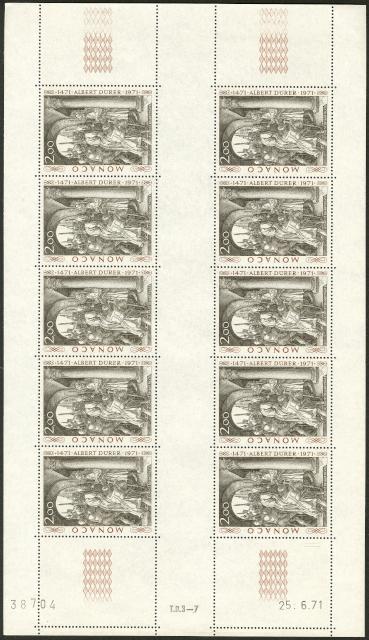 Monaco_1972_Yvert_876A-Scott_817_unissued_Albert_instead_of_Albrecht_Durer_full_sheet_g_US