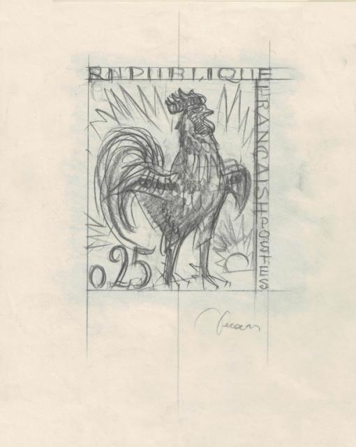 France_1962_Yvert_1331b-Scott_1024b_unadopted_Coq_by_Decaris_MAQ