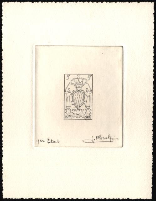 Monaco_1954_Yvert_411a-Scott_318_unissued_in_TD_armoirie_1er_etat_black_e_AP