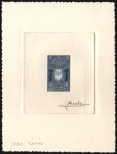 Monaco_1954_Yvert_411a-Scott_318_unissued_in_TD_armoirie_dark-blue_AP