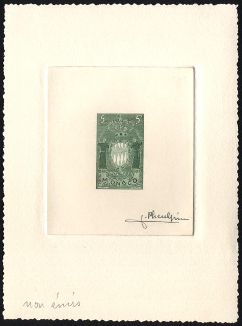 Monaco_1954_Yvert_411a-Scott_318_unissued_in_TD_armoirie_green_b_AP
