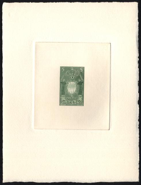 Monaco_1954_Yvert_411a-Scott_318_unissued_in_TD_armoirie_green_d_AP