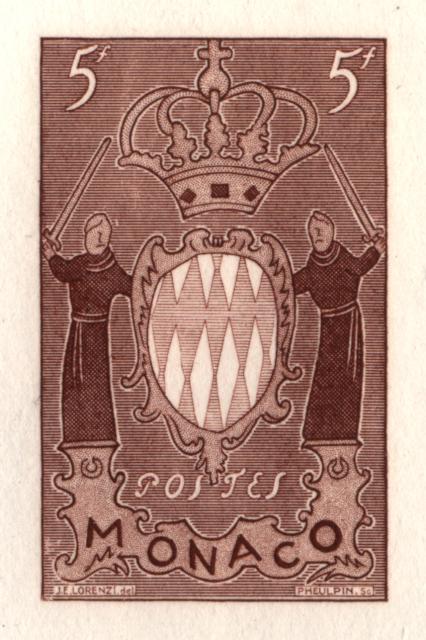 Monaco_1954_Yvert_411a-Scott_318_unissued_in_TD_armoirie_brown-red_b_AP_detail