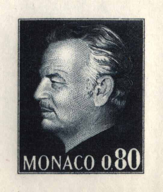 Monaco_1972_Yvert_993b-Scott_934_unadopted_without_inscription_80c_Prince_Rainier_III_dark-blue_b_AP_detail