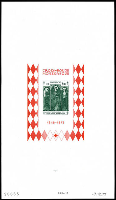 Monaco_1972_Yvert_BF7a-Scott_864_unadopted_Dolceaqua_Red_Cross_dark-green_g_ESS