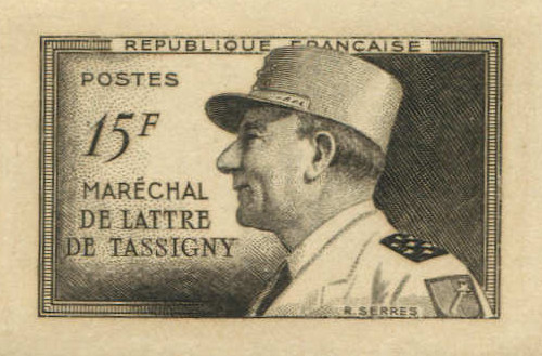 France_1952_Yvert_920a-Scott_675a_unadopted_Marechal_de_Lattre_Type_I-b_brown_1713_Lx_b_CP_detail