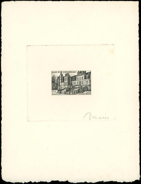France_1951_Yvert_878b-Scott_643_unadopted_Fontainebleau_Type_II_black_ga_AP