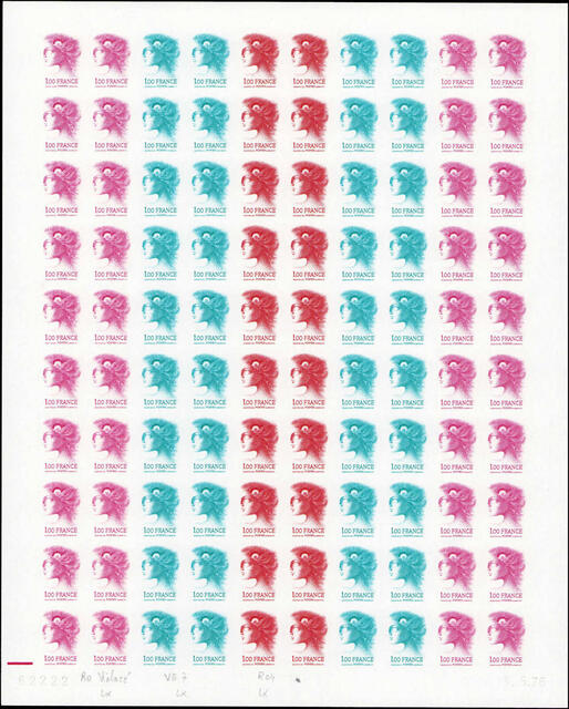 France_1976_Yvert_1892a-Scott_1496_unissued_1f_Marianne_by_Excoffon-Durrens_full_sheet_aa_ESS