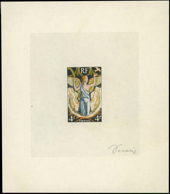 France_1944_Yvert_669b-Scott_503b_unadopted_4f_Angel_Paix_Type_2_multicolor_b_AP