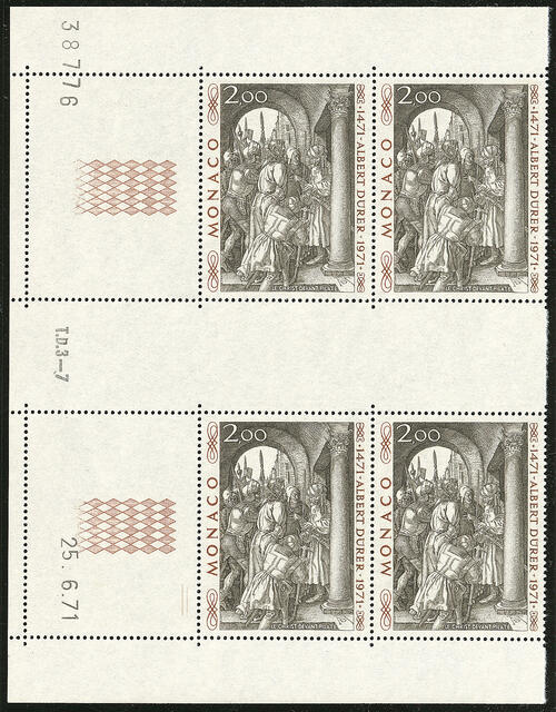 Monaco_1972_Yvert_876A-Scott_817_unissued_Albert_instead_of_Albrecht_Durer_four_a_US