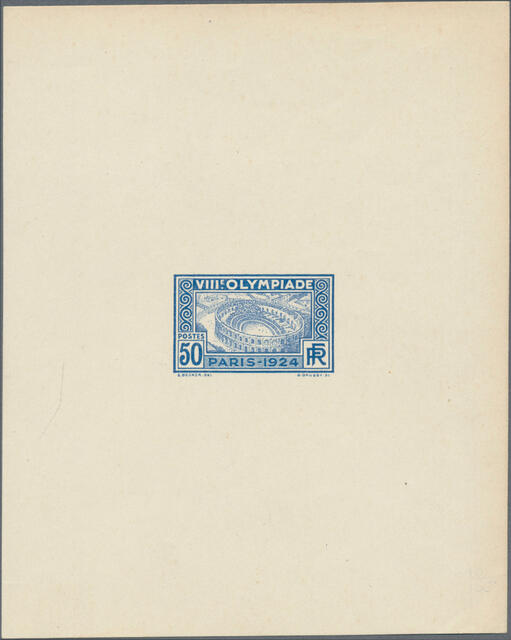 France_1924_Yvert_186a-Scott_201_unadopted_Jeux_Olympiques_Paris_50c_blue_101_+_blue_106_typo_b_CP