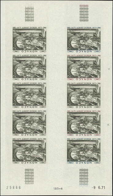 Monaco_1972_Yvert_876A-Scott_817_unissued_Albert_instead_of_Albrecht_Durer_full_sheet_p_ESS