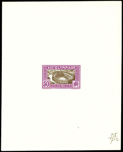 France_1924_Yvert_186a-Scott_201_unadopted_Jeux_Olympiques_Paris_50c_violet_518_+_brown_712_typo_CP