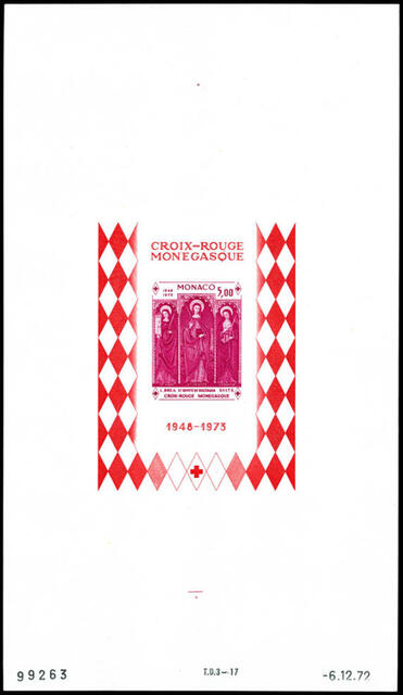 Monaco_1972_Yvert_BF7a-Scott_864_unadopted_Dolceaqua_Red_Cross_lilac-red_e_ESS