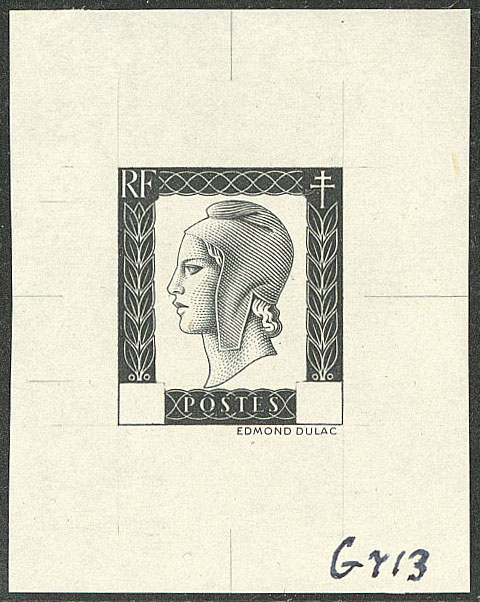 France_1945_Yvert_701k_unissued_Marianne_de_Dulac_1er_etat_black_AP