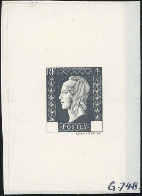 France_1945_Yvert_701k_unissued_Marianne_de_Dulac_2eme_etat_dark-grey_AP