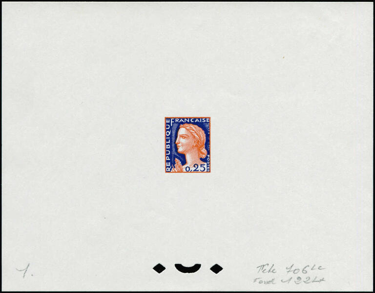 France_1960_Yvert_1263-Scott_968_tete_brown_706_Lc_fond_blue_122_Lx_typo_ba