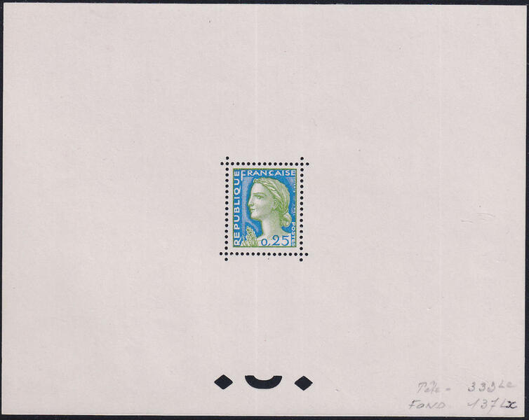 France_1960_Yvert_1263-Scott_968_tete_green_333_Lc_fond_blue_137_Lx_typo