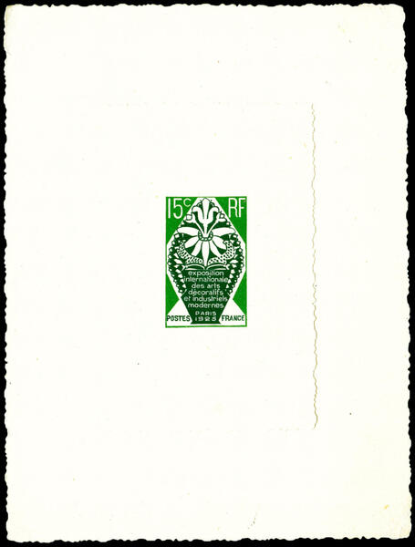 France_1925_Yvert_211-Scott_221_dark-green_+_green_typo