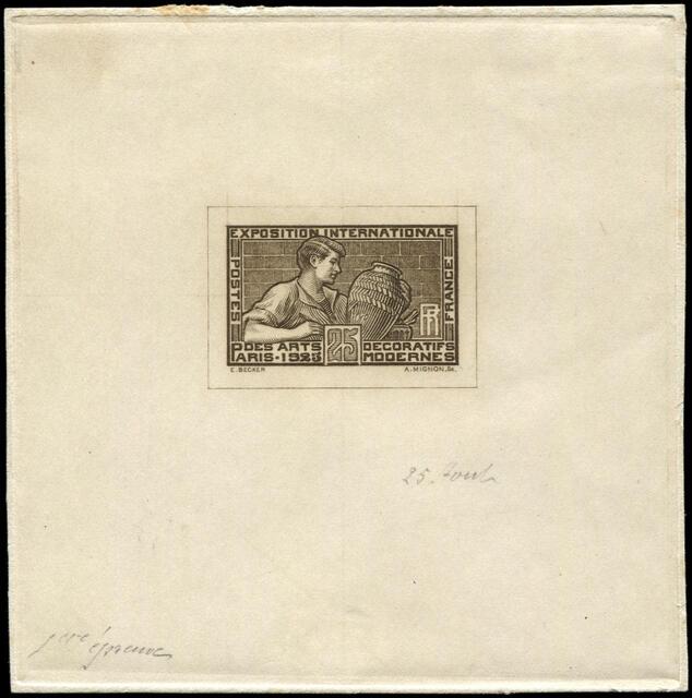 France_1924_Yvert_212a-Scott_222_unissued_in_TD_Arts_decoratifs_sepia_c_AP