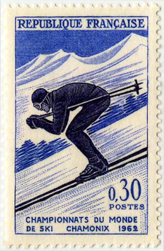 France_1962_Yvert_1326-Scott_1019_unadopted_Championnat_du_monde_de_ski_Chamonix_IS