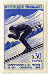 France_1962_Yvert_1326-Scott_1019_unadopted_Championnat_du_monde_de_ski_Chamonix_IS